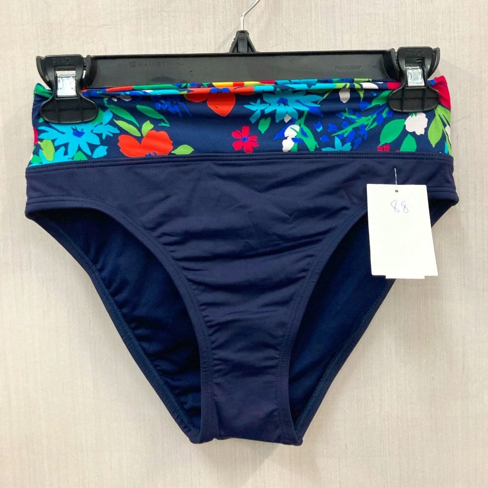 NWT Nautica Navy/ Floral Waist Swim Bottom Small